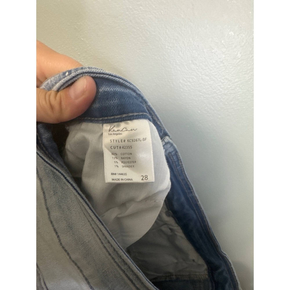 Kan Can Denim Shorts High Rise Button Fly Distressed Frayed Hem‎ Size 28 - Picture 6 of 6